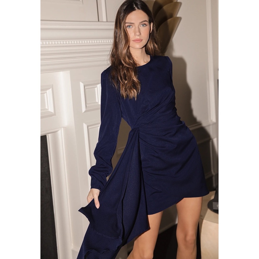 Lulus Navy Blue Long Sleeve Mini Dress